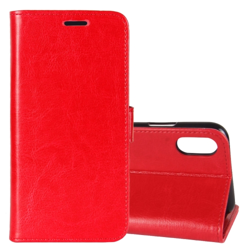 

For iPhone X / XS Crazy Horse Texture PU +TPU Horizontal Flip Leather Case with Holder & Card Slots & Wallet & Photo Frame(Red)