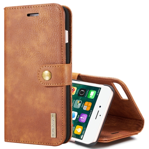 

DG.MING for iPhone 8 Plus & iPhone 7 Plus Crazy Horse Texture Horizontal Flip Detachable Magnetic Protective Case with Holder & Card Slots & Wallet(Brown)