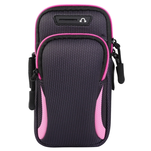 

Multi-functional Universal Double Layer Zipper Sport Arm Case Phone Bag with Earphone Hole for 6.6 Inch or Below Smartphones(Pink)