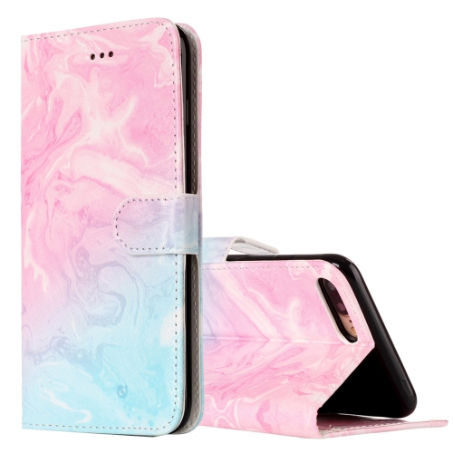 

For iPhone 8 Plus & 7 Plus Pink Green Marble Pattern Horizontal Flip Leather Case with Holder & Card Slots & Wallet