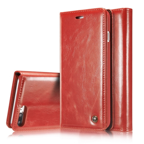 

CaseMe-003 for iPhone 8 Plus & 7 Plus PU + PC Business Style Crazy Horse Texture Horizontal Flip Leather Case with Holder & Card Slots & Wallet(Red)