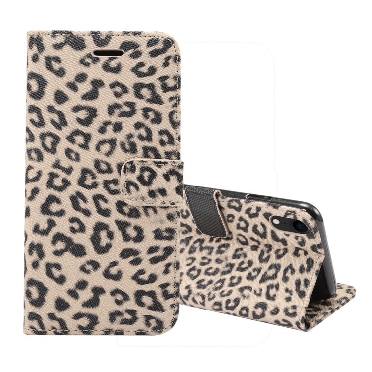 

For iPhone XR Leopard Pattern Horizontal Flip Leather Case with Holder & Card Slots(Brown)