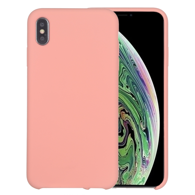 

For iPhone XS Max Four Corners Full Coverage Liquid Silicone Protective Case Back Cover(Pink)