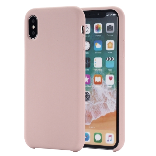 

For iPhone XS Max Four Corners Full Coverage Liquid Silicone Protective Case Back Cover (Light Pink)