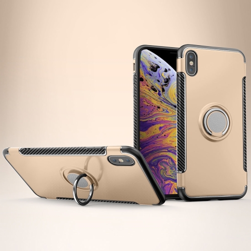 

For iPhone XS Max Magnetic 360 Degrees Rotation Ring Armor Protective Case(Gold)