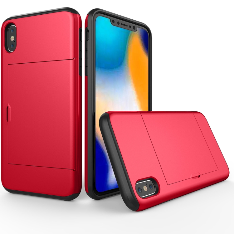 

Shockproof Rugged Armor Protective Case for iPhone XS Max , with Card Slot(Red)