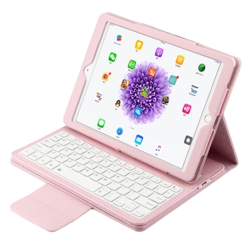 

IP071 for iPad Pro 9.7 inch / iPad Air 2 / iPad Air /iPad 9.7 (2018) & iPad 9.7 (2017) Separable ABS Bluetooth Keyboard + Litchi Texture Horizontal Flip Leather Tablet Case with Holder(Pink)