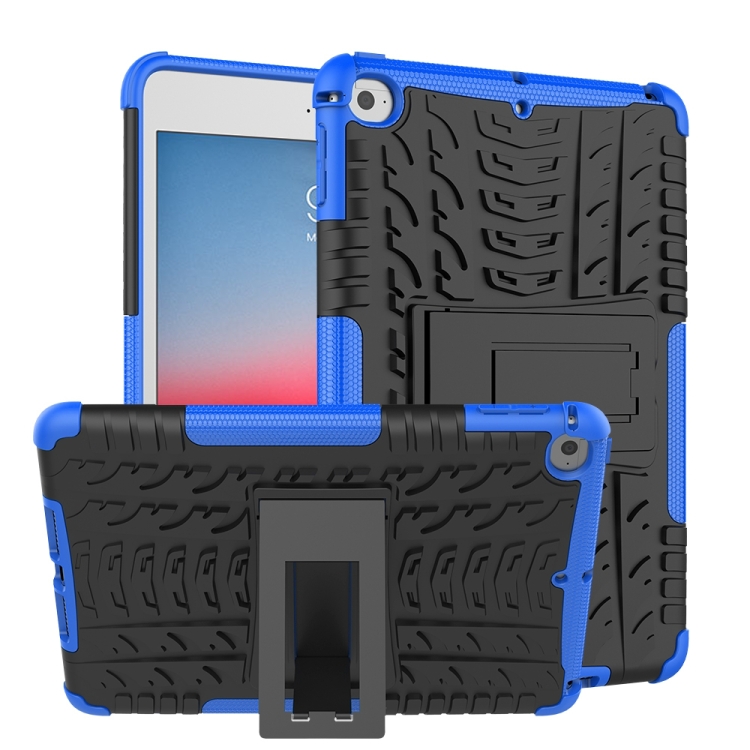 

Tire Texture TPU+PC Shockproof Case for iPad Mini 2019, with Holder (Blue)