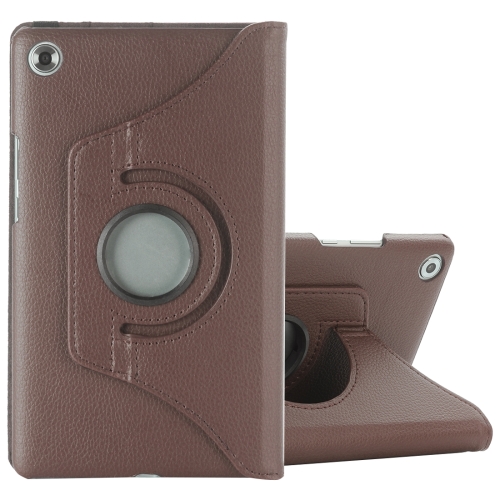 

For Huawei MediaPad M5 8.4 inch Litchi Texture PU Leather Case with Rotated Holder & Sleep / Wake-up Function(Brown)