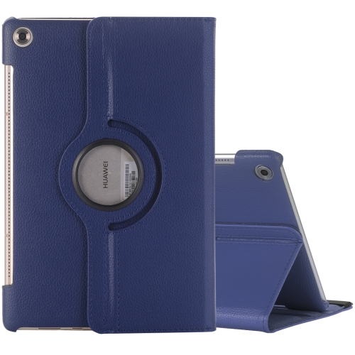 

For Huawei MediaPad M5 10.8 inch Litchi Texture PU Leather Case with Rotated Holder & Sleep / Wake-up Function (Dark Blue)