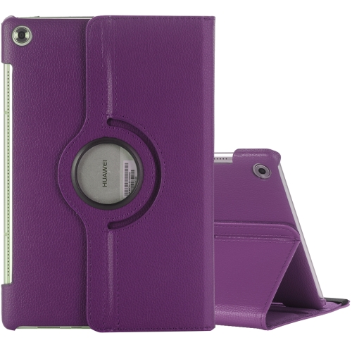 

For Huawei MediaPad M5 10.8 inch Litchi Texture PU Leather Case with Rotated Holder & Sleep / Wake-up Function (Purple)