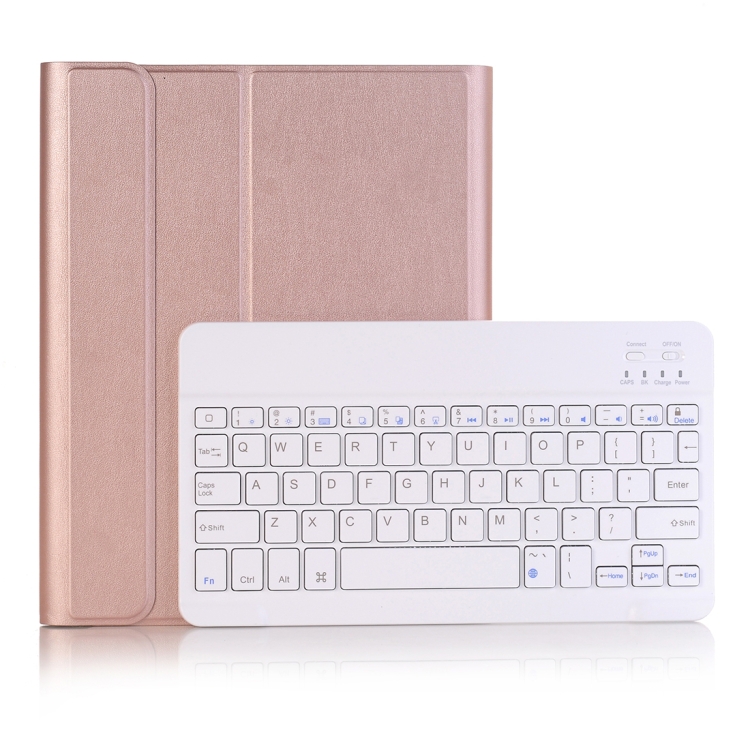 

A102B For iPad 10.2 inch 2019 Ultra-thin Detachable Bluetooth Keyboard Leather Tablet Case with Stand & Pen Slot Function (Rose Gold)