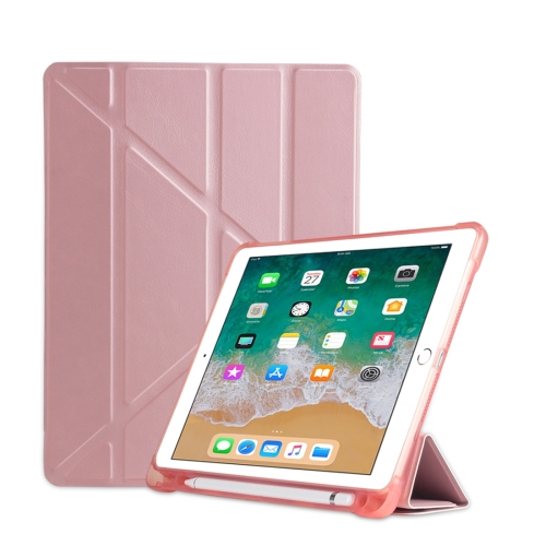 Multi-folding Shockproof TPU Protective Case for iPad 9.7 (2018) / 9.7 (2017) / air / air2, with Holder & Pen Slot(Pink), 6922242289118  - buy with discount