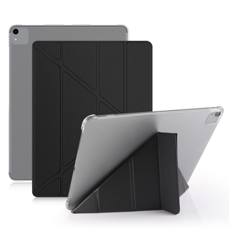 

Multi-folding Shockproof PC + PU Leather Protective Case for iPad Pro 12.9 2018 / 2020, with Holder & Sleep / Wake-up Function(Black)
