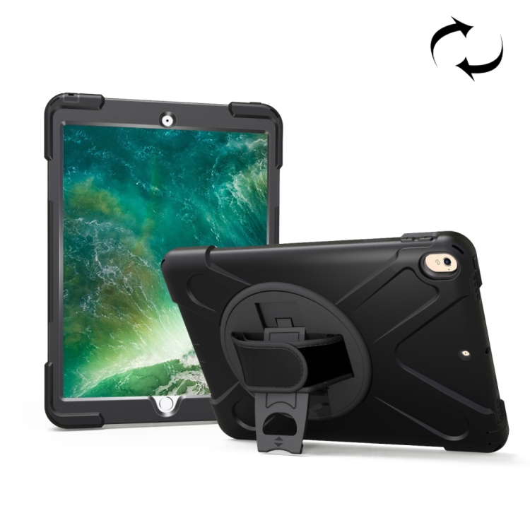 

For iPad Pro 10.5 inch 360 Degree Rotation PC + Silicone Protective Case with Holder & Hand-strap (Black)