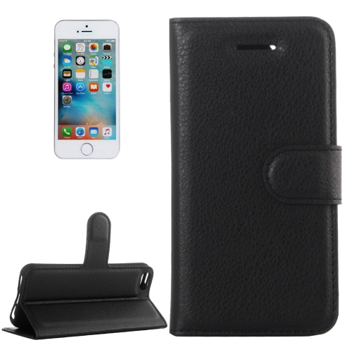

For iPhone 5 & 5s & SE Litchi Texture Horizontal Flip Leather Case with Holder & Card Slots & Wallet(Black)