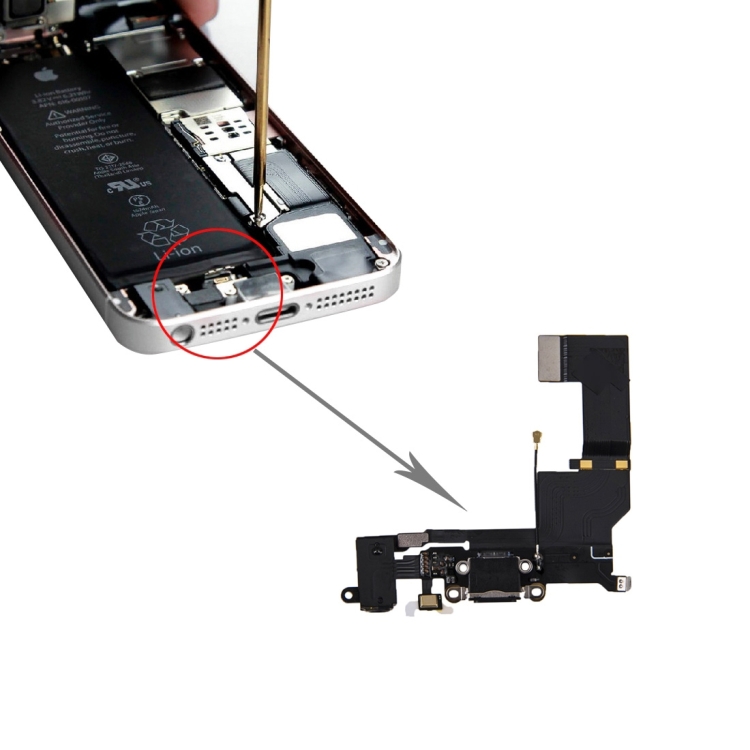 IPhone 4S Charging Port Replacement – USB Dock Connector Flex Cable With MIC (Black) – For A1431, A1387