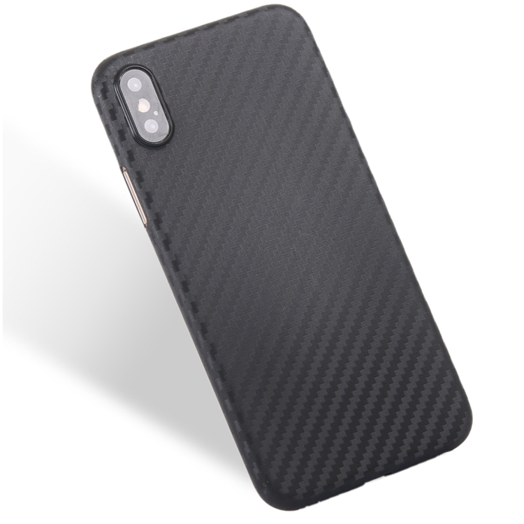 For iPhone XS Max Carbon Fiber Ultrathin PP Protective Case (Black)