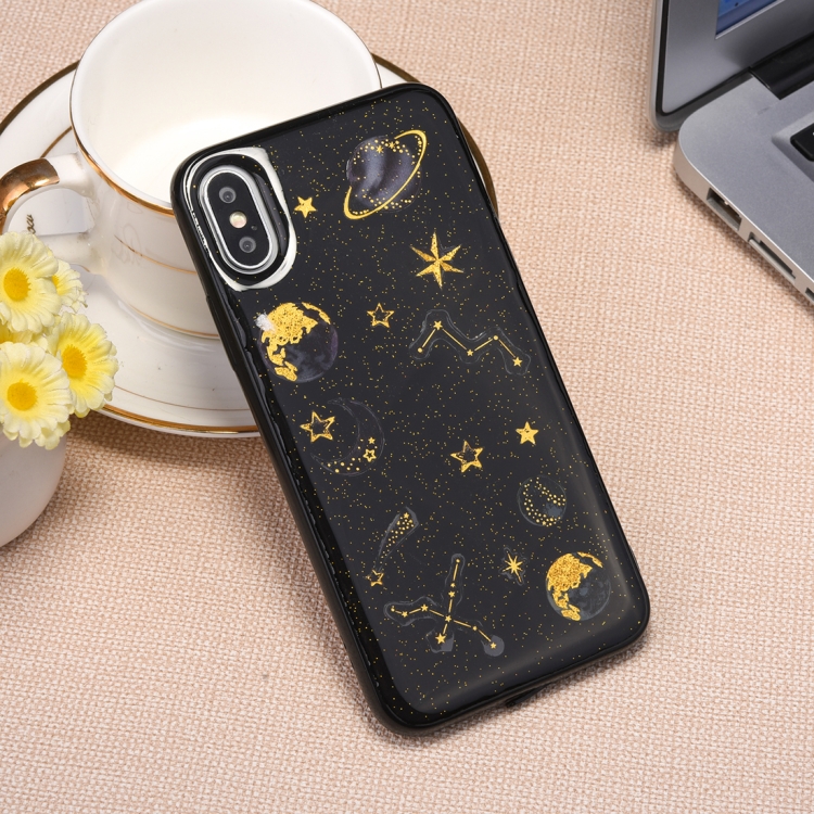 

For iPhone X / XS Star Pattern TPU Protective Back Cover Case(Black)