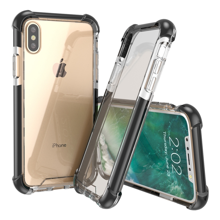 

For iPhone X / XS PC + TPU Drop-proof Protective Back Cover Case(Black)