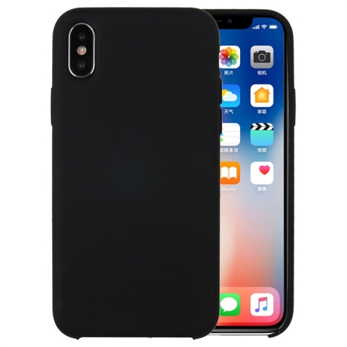 For iPhone X / XS Pure Color Liquid Silicone + PC Dropproof Protective Back Cover Case(Black) for iphone 15 mofi qin series skin feel all inclusive silicone phone case black