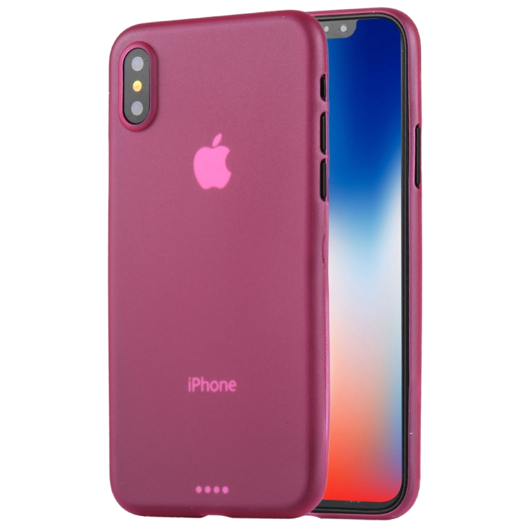 

For iPhone X / XS Ultra-thin Frosted PP Protective Back Cover Case (Magenta)
