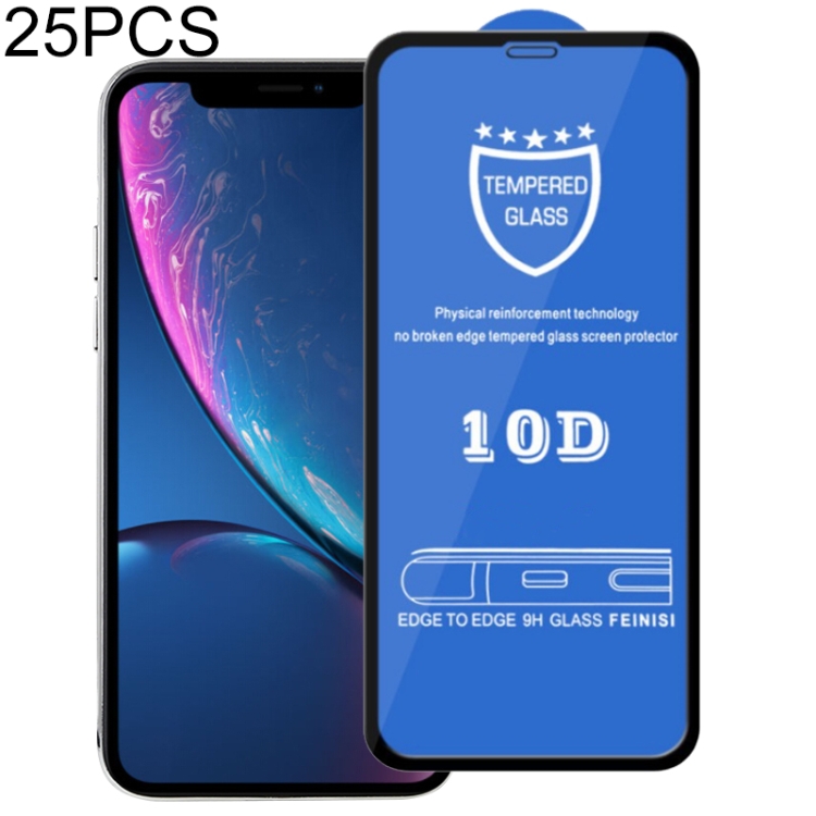 

For iPhone 11 / XR 25pcs 9H 10D Full Screen Tempered Glass Screen Protector