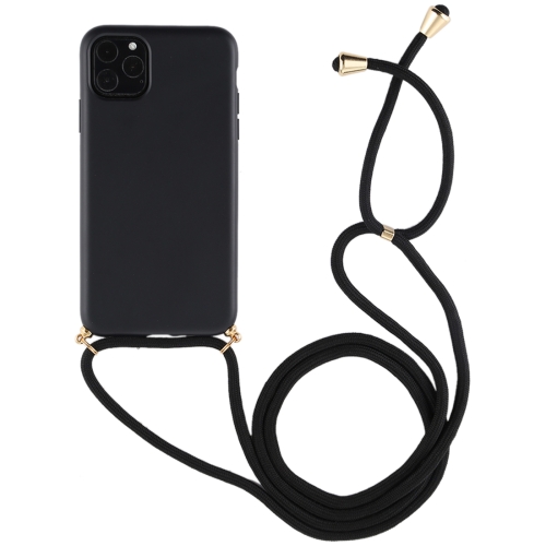 

For iPhone 11 TPU Anti-Fall Mobile Phone Case With Lanyard (Black)