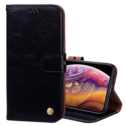 

Business Style Oil Wax Texture Horizontal Flip Leather Case for iPhone XS Max, with Holder & Card Slots & Wallet (Black)