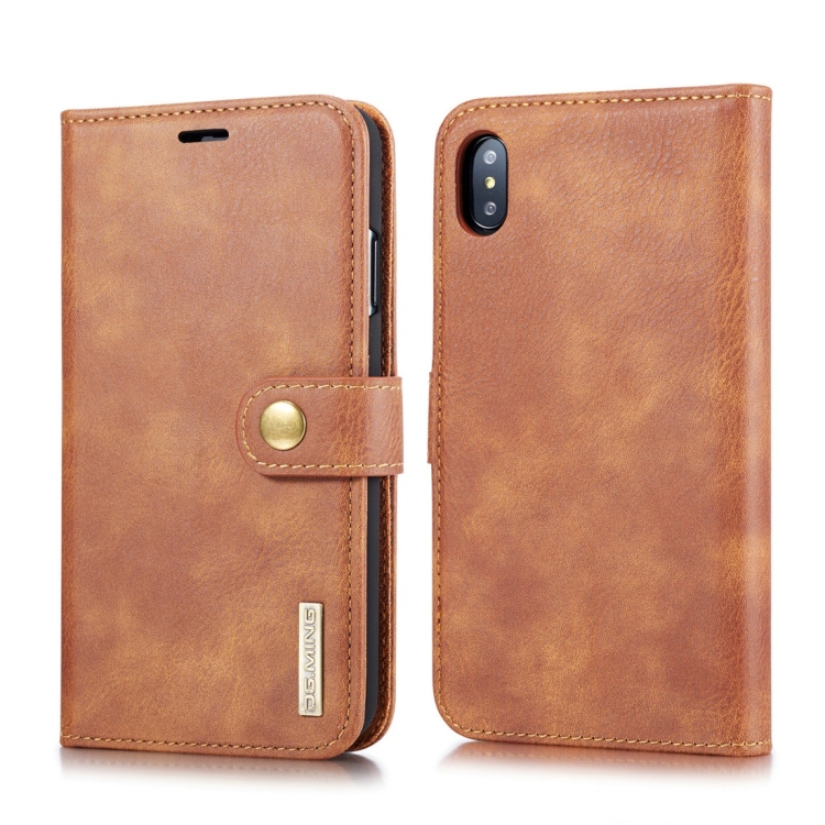 

DG.MING Crazy Horse Texture Flip Detachable Magnetic Leather Case for iPhone XS Max, with Holder & Card Slots & Wallet (Brown)
