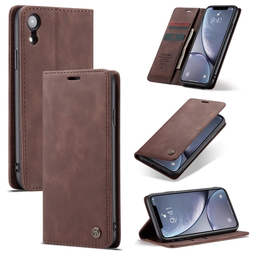 

For iPhone XR CaseMe-013 Multifunctional Retro Frosted Horizontal Flip Leather Case with Card Slot & Holder & Wallet(Coffee)