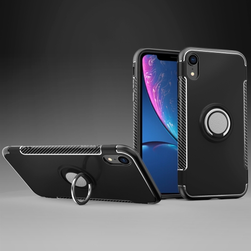 

For iPhone XR Magnetic 360 Degrees Rotation Ring Armor Protective Case(Black)