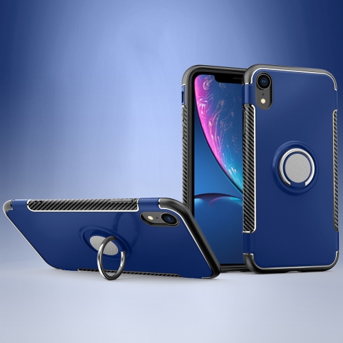 

For iPhone XR Magnetic 360 Degrees Rotation Ring Armor Protective Case(Blue)