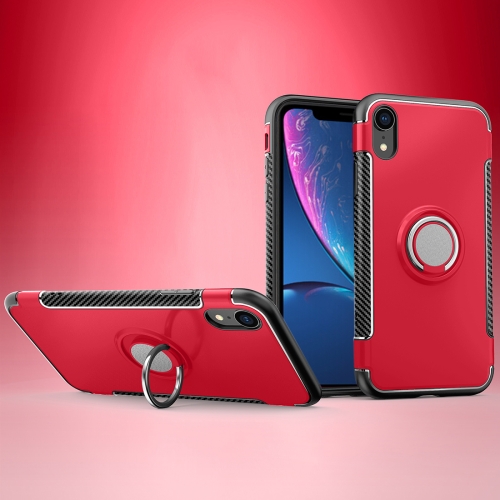 

For iPhone XR Magnetic 360 Degrees Rotation Ring Armor Protective Case(Red)