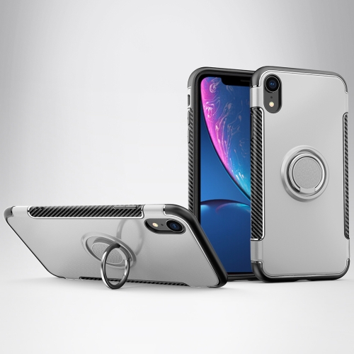 

For iPhone XR Magnetic 360 Degrees Rotation Ring Armor Protective Case(Silver)