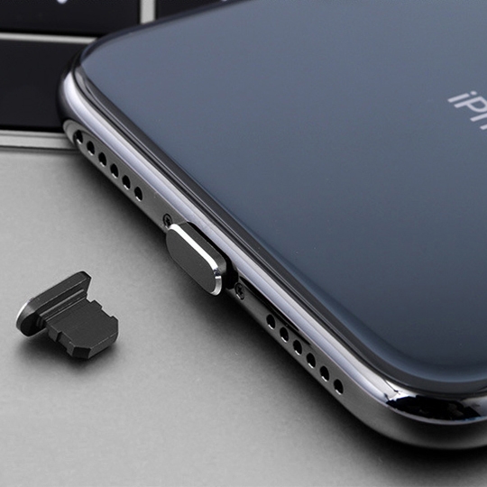 

2pcs Universal 8 Pin Charging Port Metal Anti-Dust Plug for iPhone(Black)