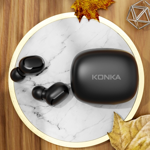 KONKA KT10 TWS CVC8.0 Noise Reduction Touch Smart Digital Display Bluetooth Earphone with Charging Box, Support Siri(Black)