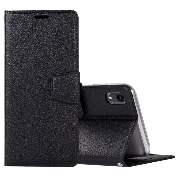 

Silk Texture Horizontal Flip Leather Case for iPhone XR, with Holder & Card slots & Wallet & Photo Frame (Black)
