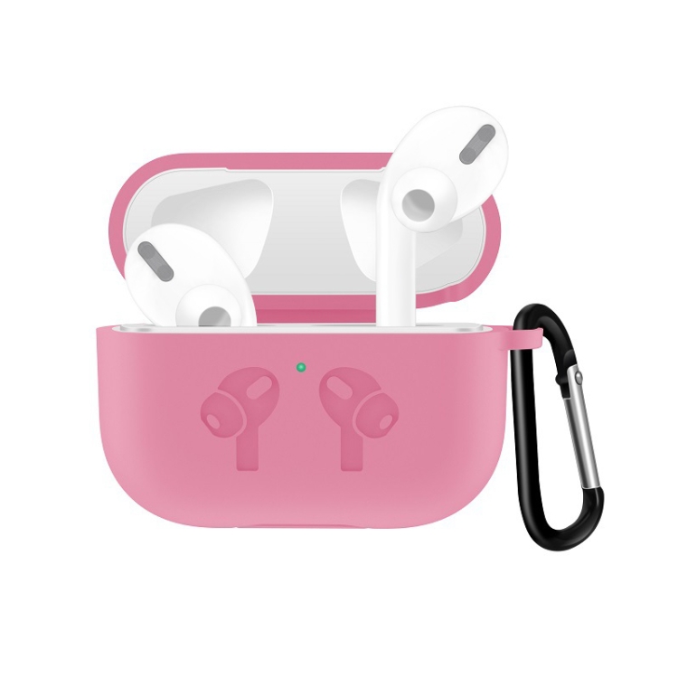 

For AirPods Pro Silicone Flip Cover Earphone Protective Case with Anti-drop Buckle(Pink)