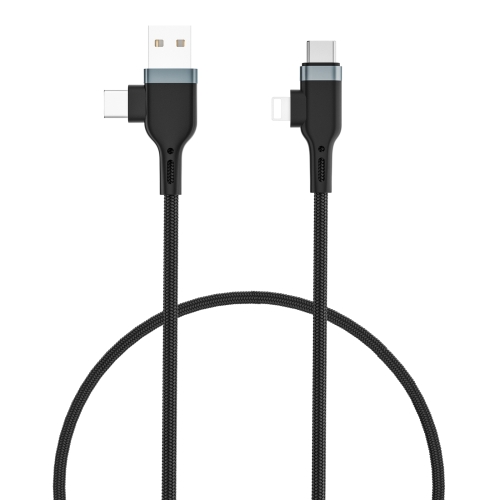 

WIWU PT06 4 in 1 USB + USB-C / Type-C to USB-C / Type-C + 8 Pin Platinum Data Cable, Cable Length: 0.3m (Black)