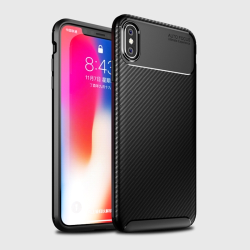 

For iPhone X / XS Beetle Shape Carbon Fiber Texture Shockproof TPU Case(Black)