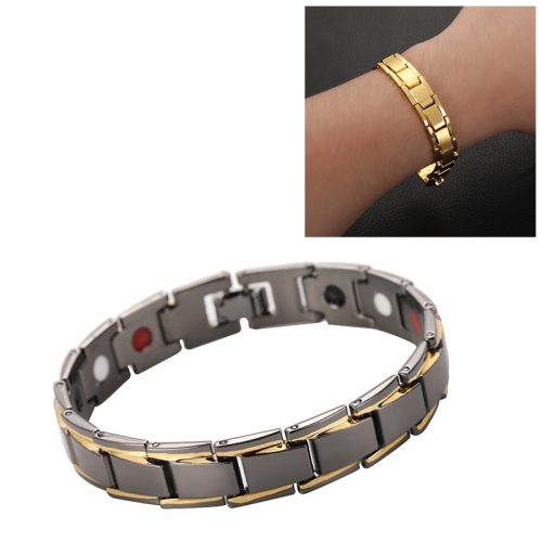 Men Detachable Titanium Steel Magnetic Therapy Bracelet Jewelry(Black Gold)