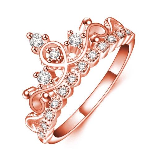 Bague en zircon plaqu or rose en forme de couronne princesse