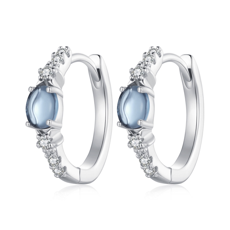 

BSE859 Sterling Silver S925 White Gold Plated Zircon Star Blue Glass Earrings