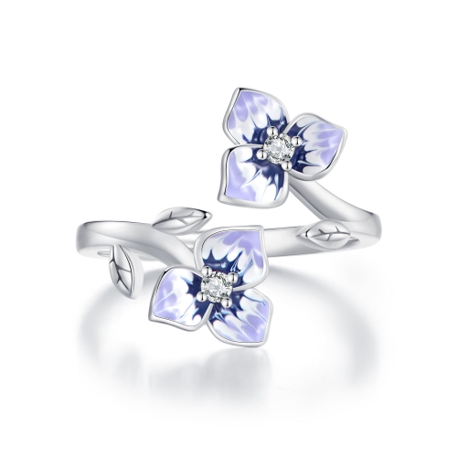 

BSR451-E Sterling Silver S925 White Gold Plated Zircon Pansy Ring