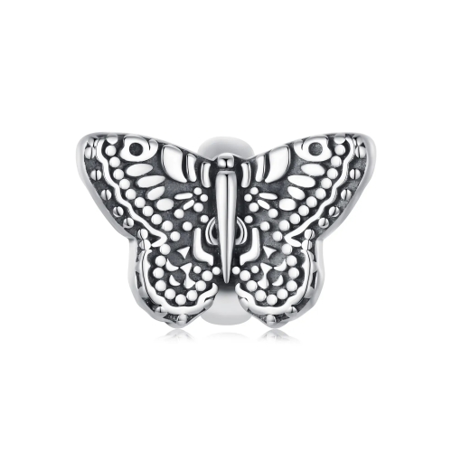 

SCC2551 S925 Sterling Silver Butterfly Silicone Pendant Accessories DIY Bracelet Beads