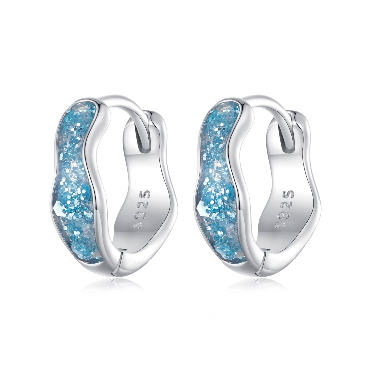 

SCE1614 Sterling Silver S925 Blue Sparkling Wave Earrings