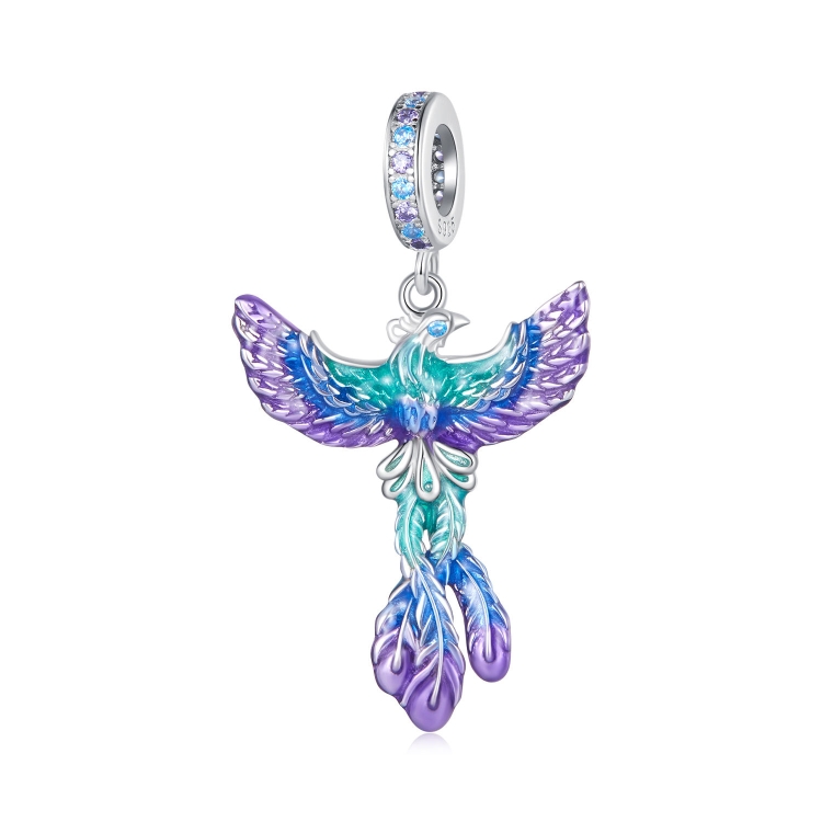 

BSC880 S925 Sterling Silver Colorful Gradient Phoenix Pendant Accessories DIY Bracelet Beads