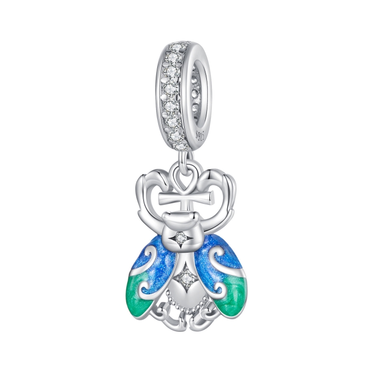 

BSC881 S925 Sterling Silver Gradient Scarab Pendant Accessories DIY Bracelet Beads