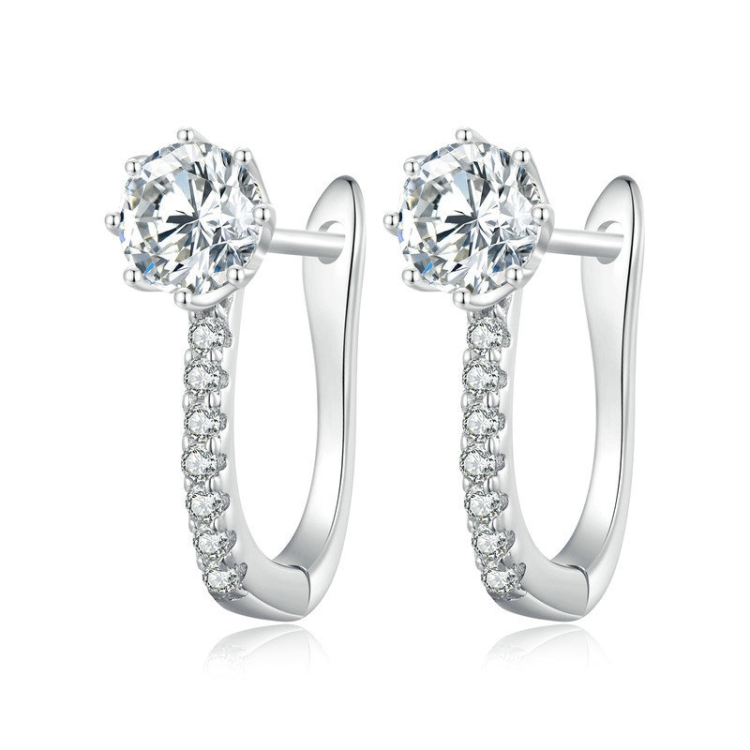 

BSE856 Sterling Silver S925 White Gold Plated Simple Zircon Earrings